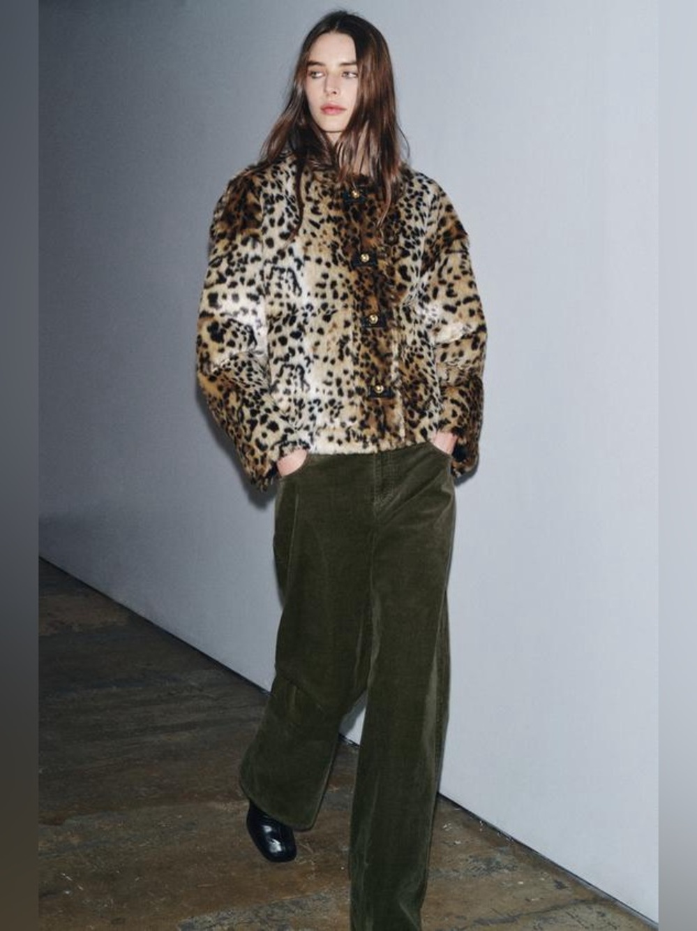 ZW Collection Leopard Print Faux Fur & Leather Jacket - Picture 1 of 6